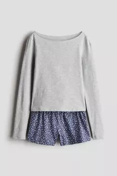 Хлопковая пижама H&M, серый
