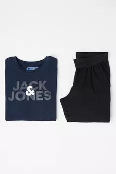 Хлопковая пижама с логотипом Jack & Jones, черный