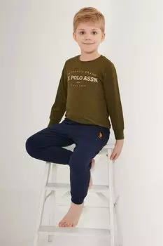 Хлопковая пижама с логотипом U S Polo Assn , зеленый