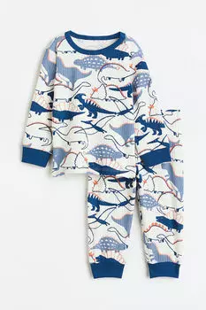 Хлопковая пижама с оборками H&M, белый