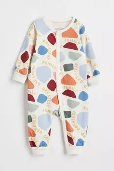 Хлопковая пижама с принтом H&amp;M, натуральный белый/узор