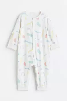 Хлопковая пижама с принтом H&M, белый