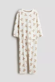 Хлопковая пижама с принтом H&M, белый
