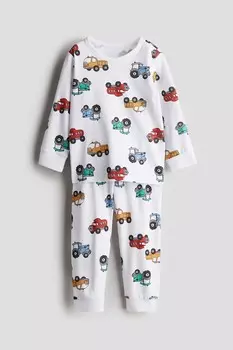 Хлопковая пижама с принтом H&M, белый