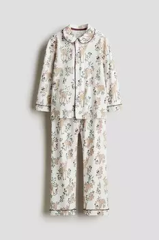 Хлопковая пижама с принтом H&M, белый
