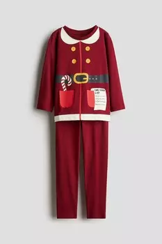 Хлопковая пижама с принтом H&M, красный