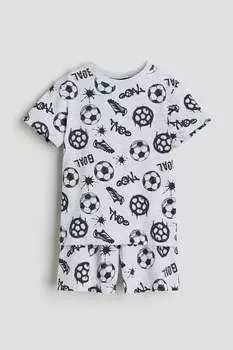 Хлопковая пижама с принтом H&M, серый