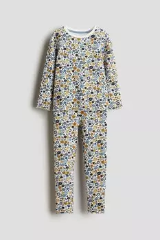 Хлопковая пижама в рубчик H&M, синий