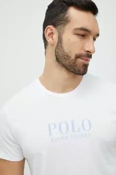 Хлопковая пижамная футболка Polo Ralph Lauren, белый