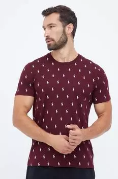 Хлопковая пижамная футболка Polo Ralph Lauren, бордовый