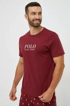 Хлопковая пижамная футболка Polo Ralph Lauren, бордовый