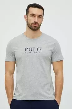 Хлопковая пижамная футболка Polo Ralph Lauren, серый