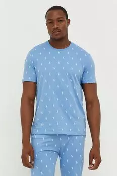 Хлопковая пижамная футболка Polo Ralph Lauren, синий