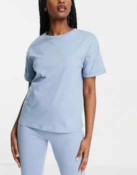 Хлопковая пижамная футболка синего цвета ASOS DESIGN mix &amp; match - KHAKI