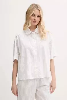 Хлопковая пижамная рубашка Calvin Klein Underwear, бежевый