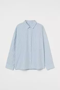 Хлопковая пижамная рубашка H&amp;M, бирюзовый/белые полосы