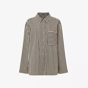 Хлопковая пижамная рубашка свободного кроя с полосатым принтом Whistles, черный