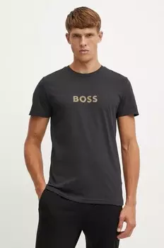 Хлопковая пляжная футболка Boss, черный