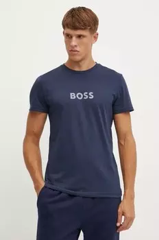Хлопковая пляжная футболка Boss, синий
