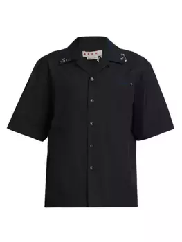 Хлопковая походная рубашка свободного кроя Marni, черный