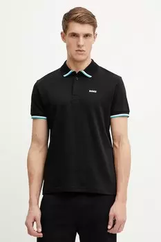 Хлопковая поло Boss Green, черный