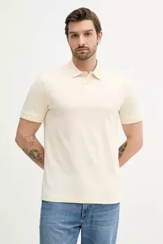 Хлопковая поло Boss Orange, бежевый