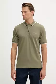 Хлопковая поло Boss, зеленый