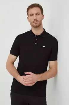 Хлопковая поло Emporio Armani, черный