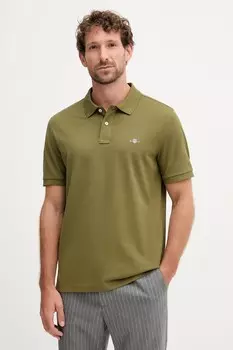 Хлопковая поло Gant, зеленый