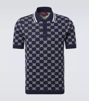 Хлопковая поло Gucci, Navy/White