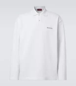 Хлопковая поло из пике с логотипом Gucci, White/Mix