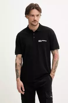 Хлопковая поло Karl Lagerfeld Jeans, черный