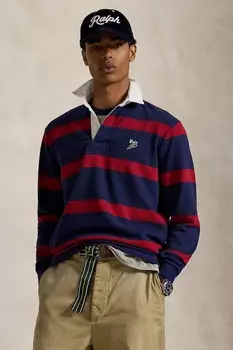 Хлопковая поло Lsrugbym2 с длинным рукавом Polo Ralph Lauren, темно-синий