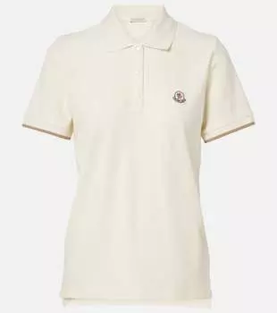 Хлопковая поло Moncler, экрю
