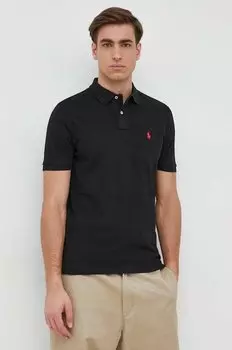 Хлопковая поло Polo Ralph Lauren, черный