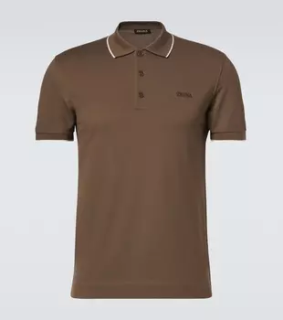 Хлопковая поло с добавками Zegna, Khaki Solid
