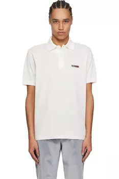 Хлопковая поло с фирменной полосатой эмблемой Paul Smith, белый