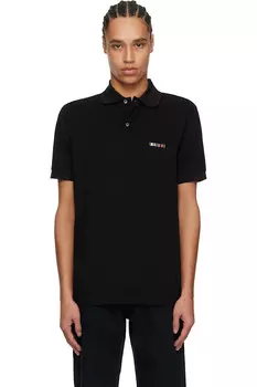 Хлопковая поло с фирменной полосатой эмблемой Paul Smith, черный