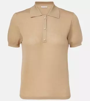 Хлопковая поло с логотипом Moncler, 24D - Beige