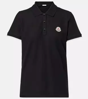 Хлопковая поло с логотипом Moncler, черный