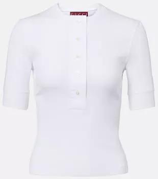 Хлопковая поло с рубчиком Gucci, белый