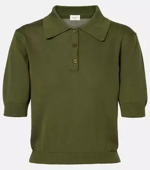 Хлопковая поло Saint Laurent, Kaki
