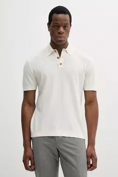 Хлопковая поло Sisley, бежевый