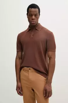 Хлопковая поло Sisley, коричневый