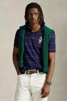 Хлопковая поло Sskccmslm24 с коротким рукавом Polo Ralph Lauren, темно-синий