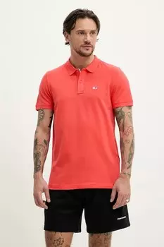 Хлопковая поло Tommy Jeans, оранжевый