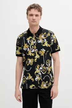 Хлопковая поло Versace Jeans Couture, черный