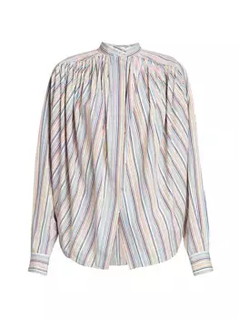 Хлопковая полосатая блузка с вентиляцией Etro, цвет striped