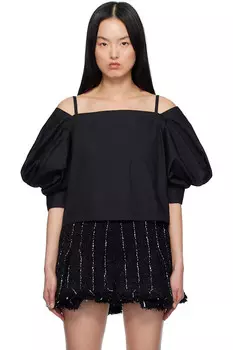 Хлопковая поплиновая блуза-пуловер Sacai, черный