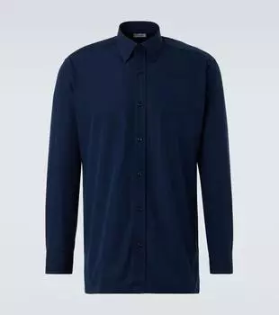 Хлопковая поплиновая рубашка Charvet, темно-синий